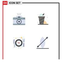 Editable Vector Line Pack of 4 Simple Flat Icons of camera reservation photo park beach Editable Vector Design Elements