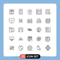 Stock Vector Icon Pack of 25 Line Signs and Symbols for beauty web green site design Editable Vector Design Elements