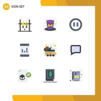 Pictogram Set of 9 Simple Flat Colors of chat space car media space smartphone Editable Vector Design Elements