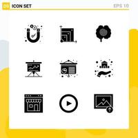 Stock Vector Icon Pack of 9 Line Signs and Symbols for success marketing brain challenge chart Editable Vector Design Elements