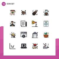 16 Universal Flat Color Filled Line Signs Symbols of decorator pollution drumstick hazard meat Editable Creative Vector Design Elements