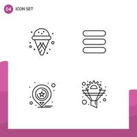 Group of 4 Modern Filledline Flat Colors Set for cone business list location filter Editable Vector Design Elements