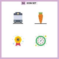 User Interface Pack of 4 Basic Flat Icons of railway time food quality assurance 5 Editable Vector Design Elements