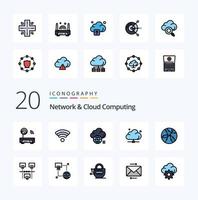 20 Network And Cloud Computing Line Filled Color icon Pack like network cloud wifi technology light vector