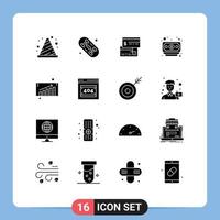 Universal Icon Symbols Group of 16 Modern Solid Glyphs of chart money direct payment dollar direct Editable Vector Design Elements