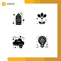 Modern Set of 4 Solid Glyphs and symbols such as designer data spray nature ideas Editable Vector Design Elements