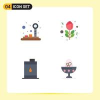 Universal Icon Symbols Group of 4 Modern Flat Icons of control finance joystick rose boiled Editable Vector Design Elements