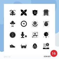 Stock Vector Icon Pack of 16 Line Signs and Symbols for brim transport bug school shield Editable Vector Design Elements