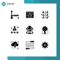 9 Thematic Vector Solid Glyphs and Editable Symbols of furniture review relationship rating person Editable Vector Design Elements