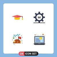 Editable Vector Line Pack of 4 Simple Flat Icons of academic moon setting mail customer Editable Vector Design Elements