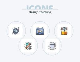 Design Thinking Line Filled Icon Pack 5 Icon Design. design. gallery. thinking. document. send vector