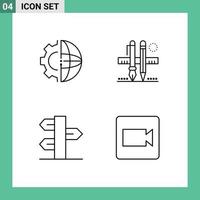 Pack of 4 Modern Filledline Flat Colors Signs and Symbols for Web Print Media such as development drawing processing pen holiday Editable Vector Design Elements