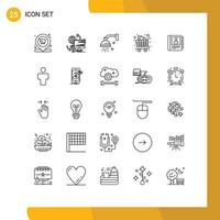 Set of 25 Modern UI Icons Symbols Signs for shopping full security cart relaxation Editable Vector Design Elements