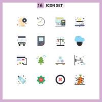 Set of 16 Modern UI Icons Symbols Signs for transport bus monitor money cash Editable Pack of Creative Vector Design Elements