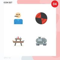 4 Universal Flat Icons Set for Web and Mobile Applications avatar food support cg seat Editable Vector Design Elements