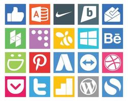 20 Social Media Icon Pack Including tweet pocket windows dribbble adwords vector