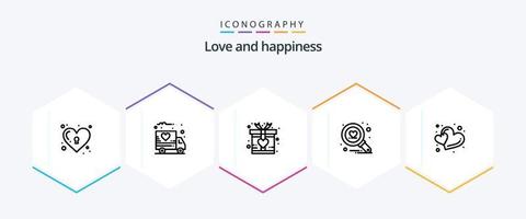 Love 25 Line icon pack including . shape. love. love. search vector