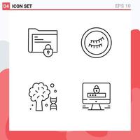 Universal Icon Symbols Group of 4 Modern Filledline Flat Colors of document science lock sleep computer Editable Vector Design Elements