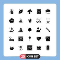 Set of 25 Modern UI Icons Symbols Signs for discount bath download machine data Editable Vector Design Elements