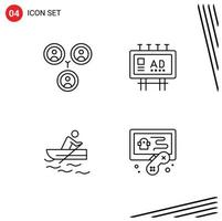 Modern Set of 4 Filledline Flat Colors Pictograph of connections rowing advertising promotion water Editable Vector Design Elements