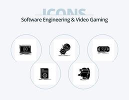 Software Engineering And Video Gaming Glyph Icon Pack 5 Icon Design. disc. update. user. software. application vector