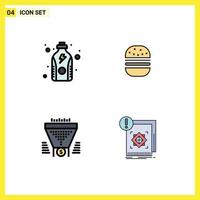 Set of 4 Modern UI Icons Symbols Signs for diet data protein fast dollar Editable Vector Design Elements