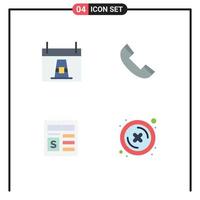 Pack of 4 creative Flat Icons of calendar basic holiday contact document Editable Vector Design Elements