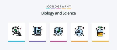 biología línea lleno 5 5 icono paquete incluso herbario farmacia. pantalla. crecer. ADN conocimiento. creativo íconos diseño vector