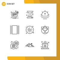 Group of 9 Outlines Signs and Symbols for layout flow text settings cover sunrise Editable Vector Design Elements