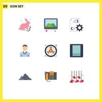 User Interface Pack of 9 Basic Flat Colors of ecology person develop man account Editable Vector Design Elements