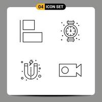 4 User Interface Line Pack of modern Signs and Symbols of align market gauge plumbing record Editable Vector Design Elements