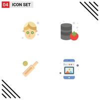 User Interface Pack of 4 Basic Flat Icons of cucumber cricket canned australia gallery Editable Vector Design Elements