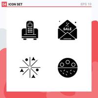 Universal Icon Symbols Group of 4 Modern Solid Glyphs of device stars hardware message bone Editable Vector Design Elements