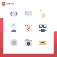 User Interface Pack of 9 Basic Flat Colors of gift machine finger home blender Editable Vector Design Elements