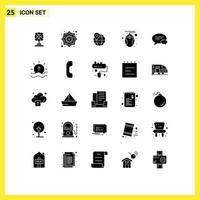 Pack of 25 Modern Solid Glyphs Signs and Symbols for Web Print Media such as communication technology location mouse computer Editable Vector Design Elements