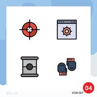 4 User Interface Filledline Flat Color Pack of modern Signs and Symbols of aim spam browser website glove Editable Vector Design Elements