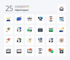 Help And Support 25 Flat Color icon pack including phone. mobile. maintenance. information. support vector