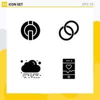 Set of 4 Modern UI Icons Symbols Signs for io coin green crypto currency couple analysis Editable Vector Design Elements