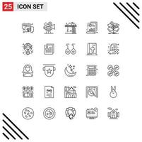 25 Universal Line Signs Symbols of money box construction m savings chart Editable Vector Design Elements