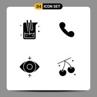 4 Universal Solid Glyph Signs Symbols of chemistry eye study mobile view Editable Vector Design Elements