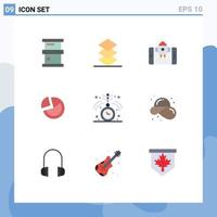 Universal Icon Symbols Group of 9 Modern Flat Colors of healthcare pie mobile business statistic Editable Vector Design Elements