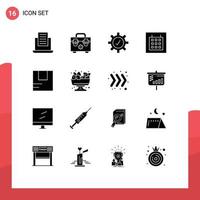 Stock Vector Icon Pack of 16 Line Signs and Symbols for food transportation settings logistic box Editable Vector Design Elements