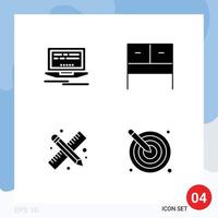 4 Solid Glyph concept for Websites Mobile and Apps laptop work desk back to school artistic Editable Vector Design Elements