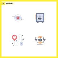 Modern Set of 4 Flat Icons Pictograph of business safe box vision box check in Editable Vector Design Elements