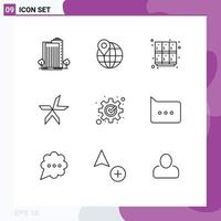 Group of 9 Outlines Signs and Symbols for development crypto learn coin school Editable Vector Design Elements