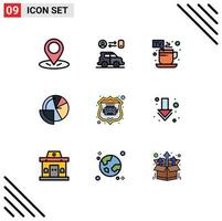 Universal Icon Symbols Group of 9 Modern Filledline Flat Colors of robot database finance hot data analysis Editable Vector Design Elements