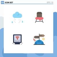 Group of 4 Modern Flat Icons Set for cloud plumber rain feeding advertising Editable Vector Design Elements