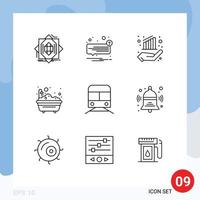 Stock Vector Icon Pack of 9 Line Signs and Symbols for bathroom bathtub speech bath finance Editable Vector Design Elements