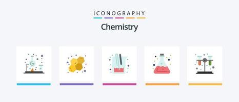 Chemistry Flat 5 Icon Pack Including chemistry. acid. medicine. tube. chemistry. Creative Icons Design vector