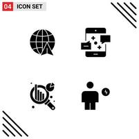 Pictogram Set of 4 Simple Solid Glyphs of arrow data analytics communication marketing avatar Editable Vector Design Elements